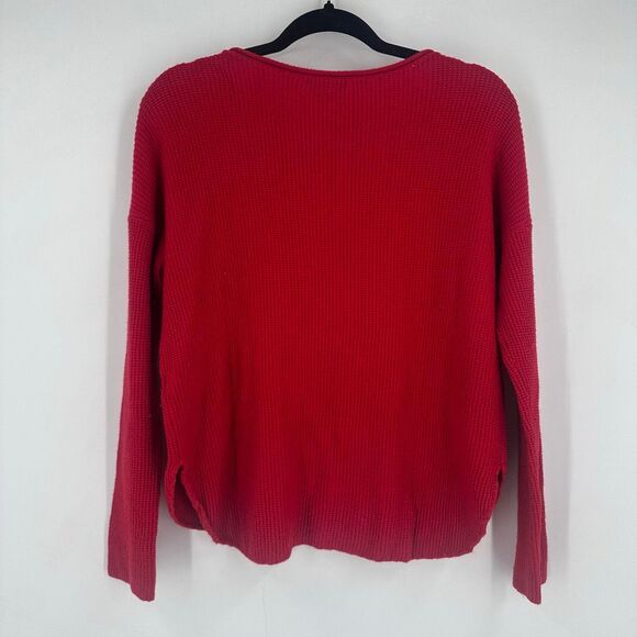 Gap Women’s Red‎ Thermal Waffle Knit Sweater Top Size Medium - Picture 3 of 9